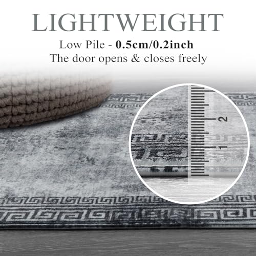 Modern Bordered Washable Rug, 3x5 Soft Non-Slip Accent