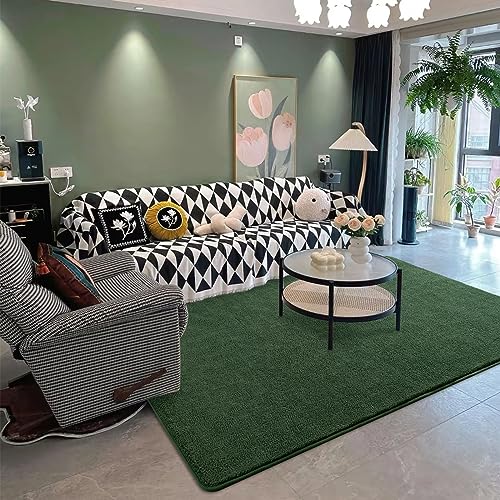 Super Soft Dark Green Area Rug, Memory Foam, Washable