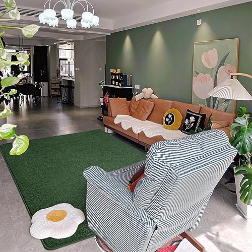 Super Soft Dark Green Area Rug, Memory Foam, Washable