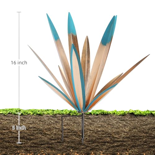 Metal Agave Plants Outdoor Decor, Large Rustic Yard Art