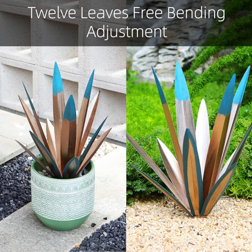 Metal Agave Plants Outdoor Decor, Large Rustic Yard Art
