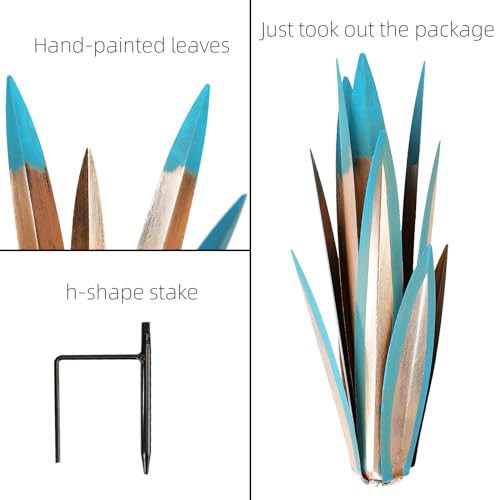 Metal Agave Plants Outdoor Decor, Large Rustic Yard Art