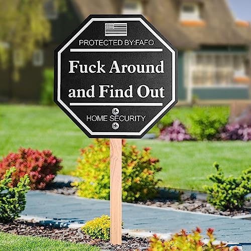 Shawgge Funny Home Security Yard Signs, Protected by Surveillance