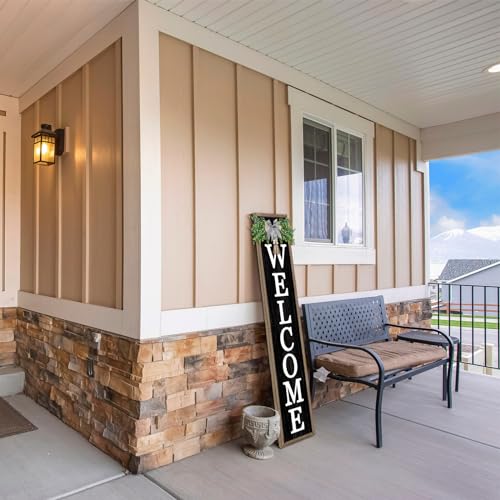 Farmhouse Rustic Front Porch Welcome Sign - Black