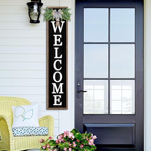 Farmhouse Rustic Front Porch Welcome Sign - Black