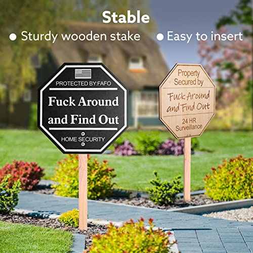 Shawgge Funny Home Security Yard Signs, Protected by Surveillance