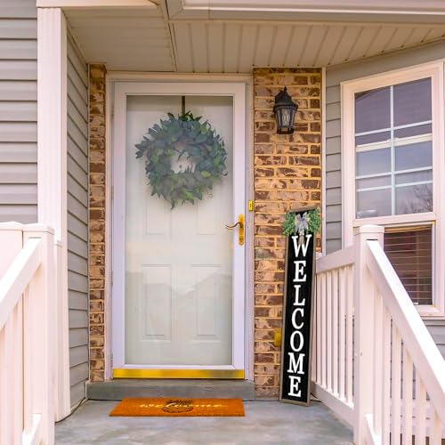 Farmhouse Rustic Front Porch Welcome Sign - Black