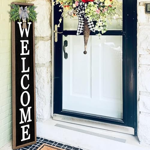 Farmhouse Rustic Front Porch Welcome Sign - Black