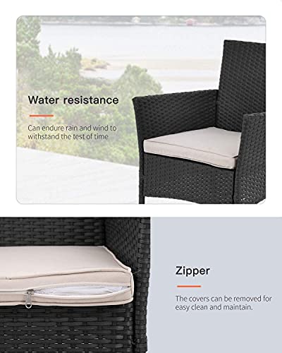 Outdoor Wicker Bistro Rattan Chair Set with Coffee Table