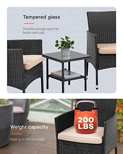 Outdoor Wicker Bistro Rattan Chair Set with Coffee Table