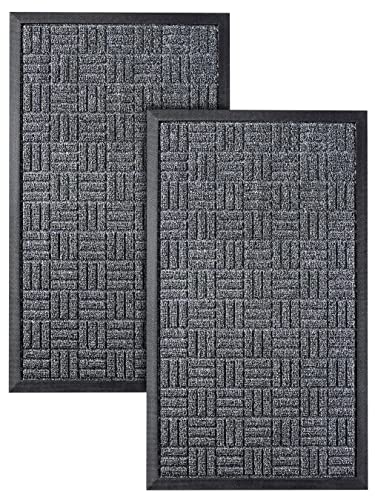 2 Pc Set | All-Weather Door Mats | 29.5 x 17 | Slip-Resistant Rubber Backing