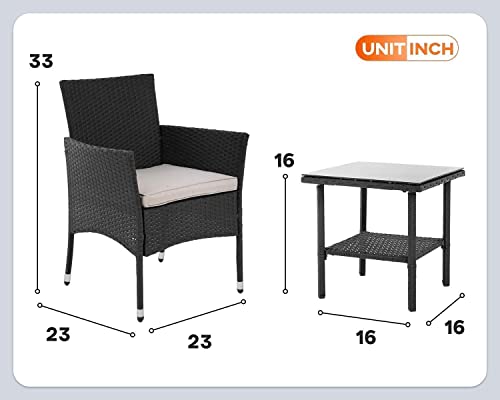 Outdoor Wicker Bistro Rattan Chair Set with Coffee Table