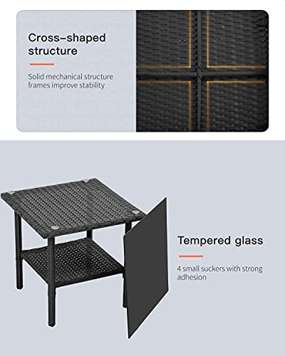 Outdoor Wicker Bistro Rattan Chair Set with Coffee Table
