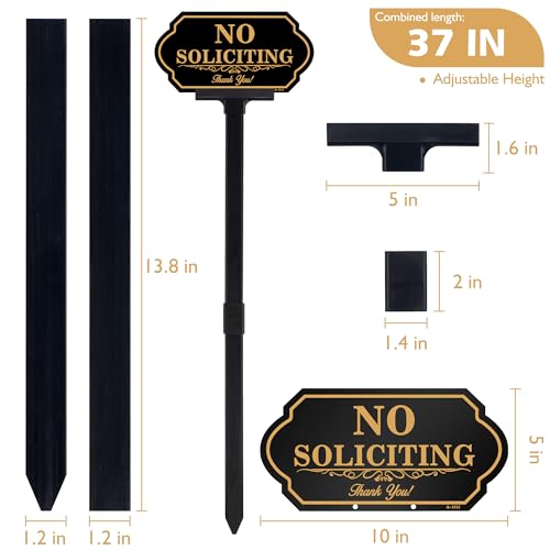 Adjustable Height No Soliciting House Sign with Stake