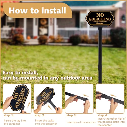 Adjustable Height No Soliciting House Sign with Stake
