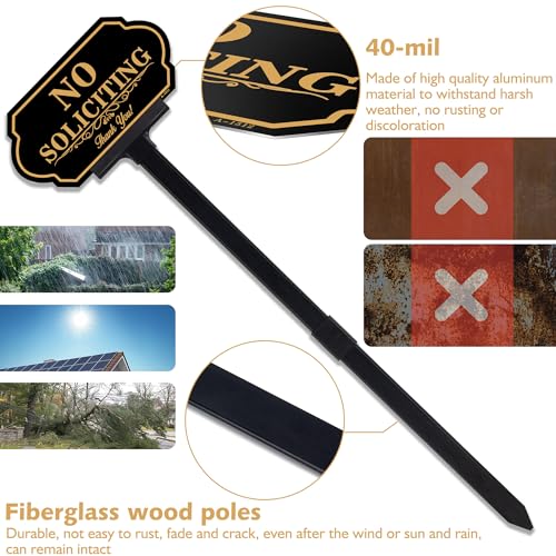 Adjustable Height No Soliciting House Sign with Stake