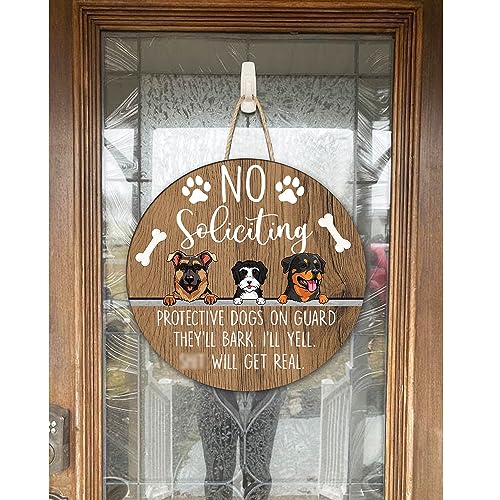 Rustic farmhouse no soliciting sign for dog owners