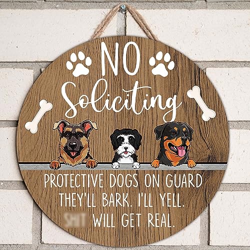 Rustic farmhouse no soliciting sign for dog owners