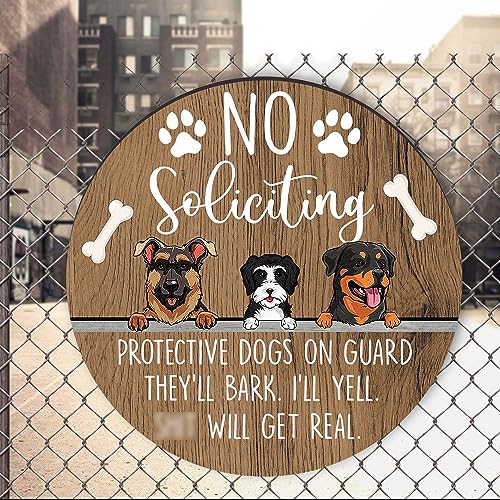 Rustic farmhouse no soliciting sign for dog owners