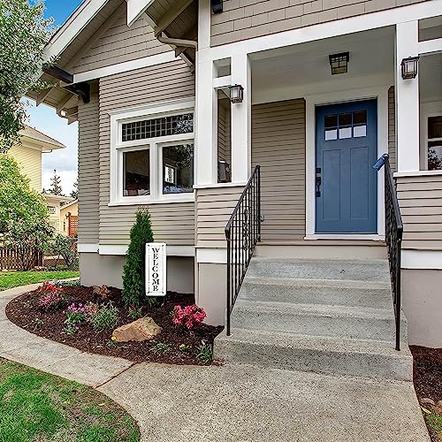 Black and White Enamel Coated Steel Outdoor Welcome Sign