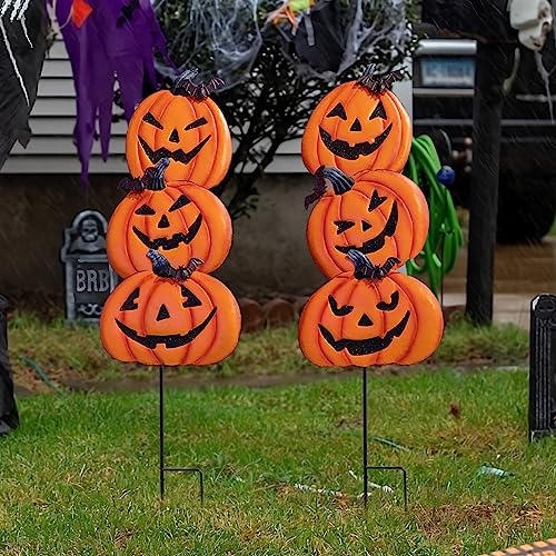 Halloween Yard Stakes with Stack-able Witch Hat & Pumpkin