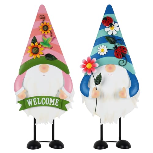 YEAHOME 23.6" Metal Gnomes Set for Garden Decor
