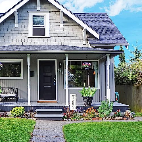 Black and White Enamel Coated Steel Outdoor Welcome Sign