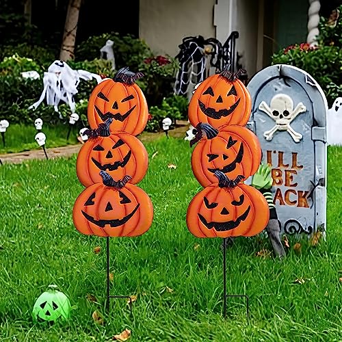 Halloween Yard Stakes with Stack-able Witch Hat & Pumpkin