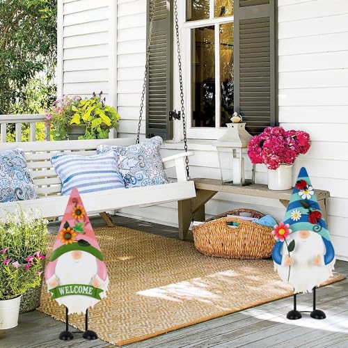 YEAHOME 23.6" Metal Gnomes Set for Garden Decor