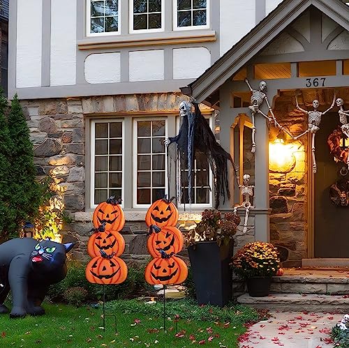 Halloween Yard Stakes with Stack-able Witch Hat & Pumpkin