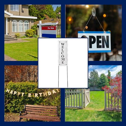 Black and White Enamel Coated Steel Outdoor Welcome Sign