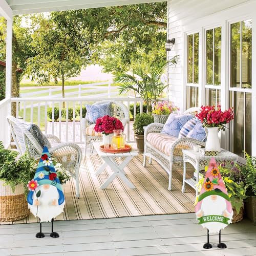 YEAHOME 23.6" Metal Gnomes Set for Garden Decor