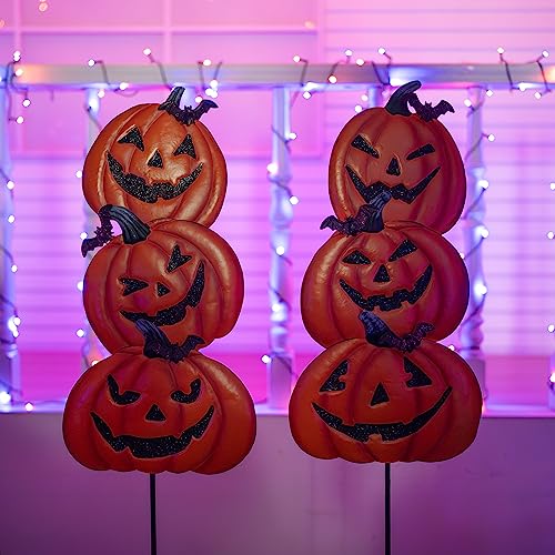 Halloween Yard Stakes with Stack-able Witch Hat & Pumpkin