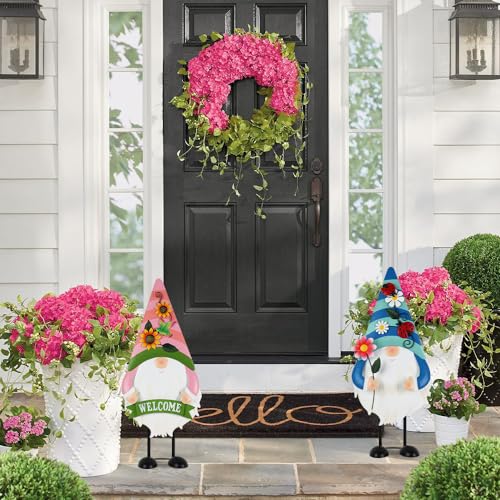 YEAHOME 23.6" Metal Gnomes Set for Garden Decor