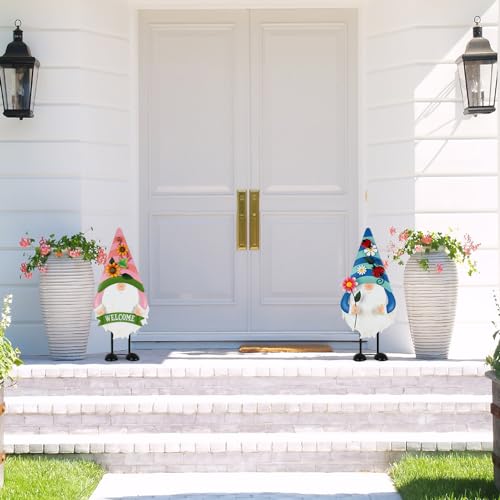 YEAHOME 23.6" Metal Gnomes Set for Garden Decor