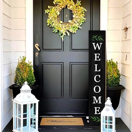 Rustic 47" Wooden Welcome Porch Sign for Home Yard
