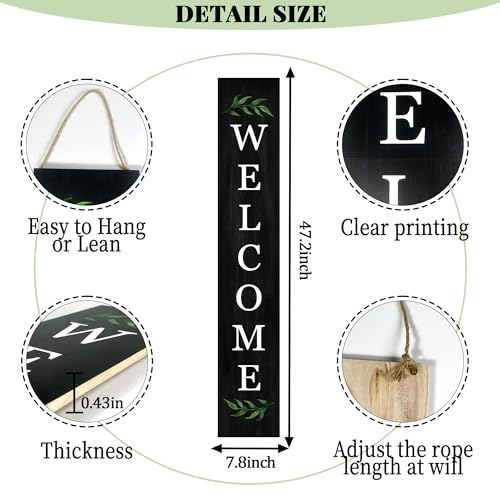 Rustic 47" Wooden Welcome Porch Sign for Home