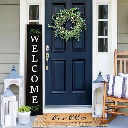 Rustic 47" Wooden Welcome Porch Sign for Home
