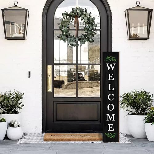 Rustic 47" Wooden Welcome Porch Sign for Home