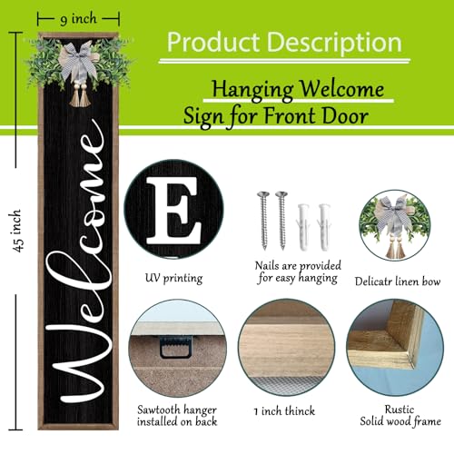 Rustic Large Farmhouse Outdoor Welcome Sign - Vertical