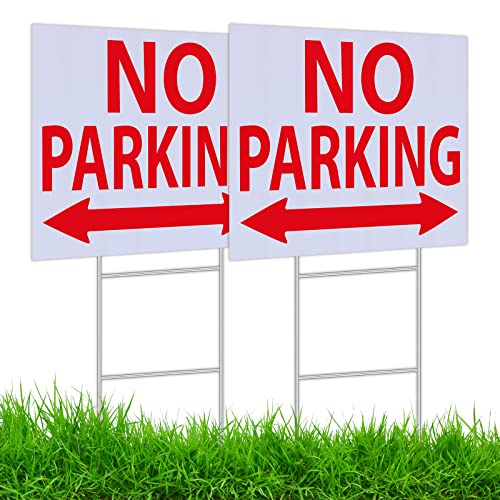 2 Pack No Parking Yard Sign Set: UV Resistant
