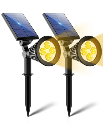 2 Pack Solar Uplighting Outdoor LED Landscape Spotlights