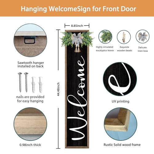 Large Rustic Wood Welcome Sign for Front Porch