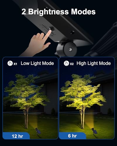 2 Pack Solar Uplighting Outdoor LED Landscape Spotlights