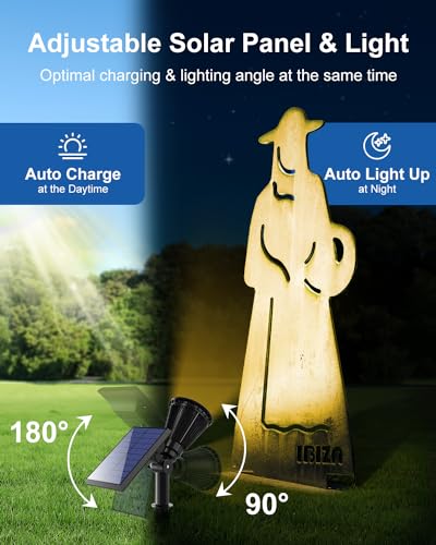 2 Pack Solar Uplighting Outdoor LED Landscape Spotlights