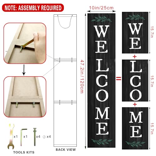 Large Black Wooden Welcome Sign for Farmhouse Decor