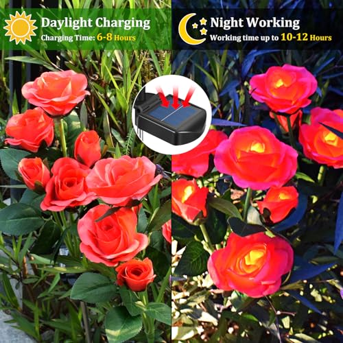 2 Pack Agaphoton Solar Rose Garden Lights