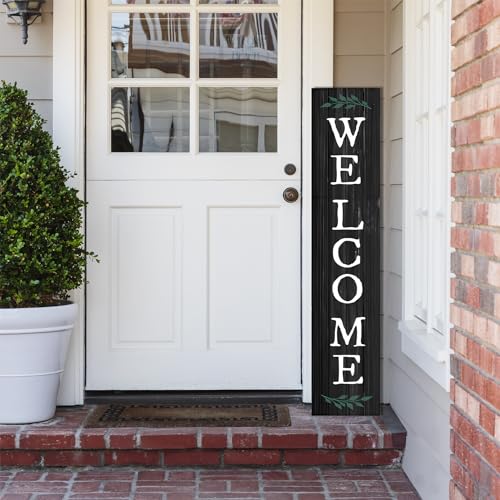 Large Black Wooden Welcome Sign for Farmhouse Decor