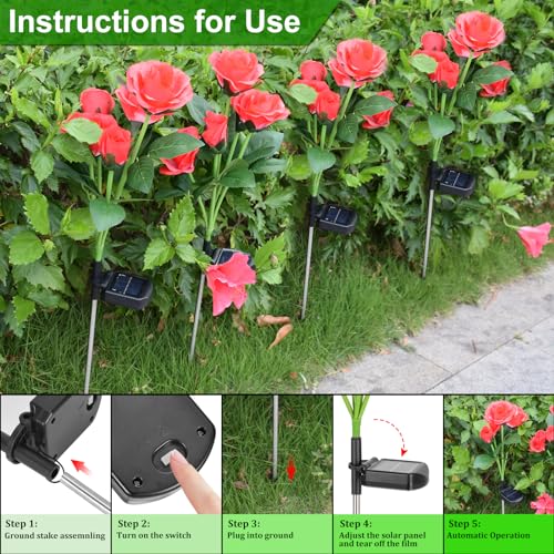 2 Pack Agaphoton Solar Rose Garden Lights