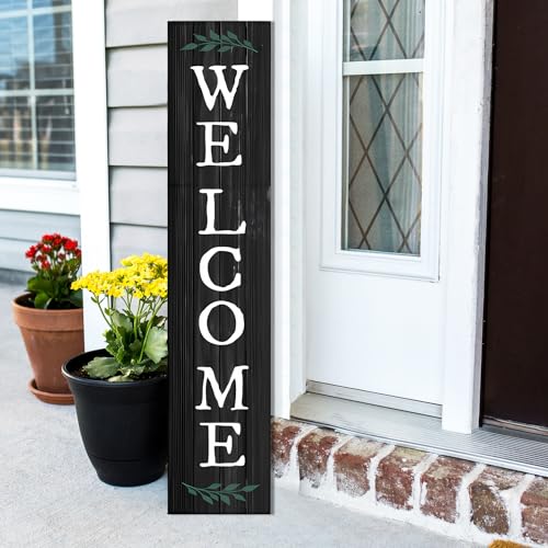Large Black Wooden Welcome Sign for Farmhouse Decor